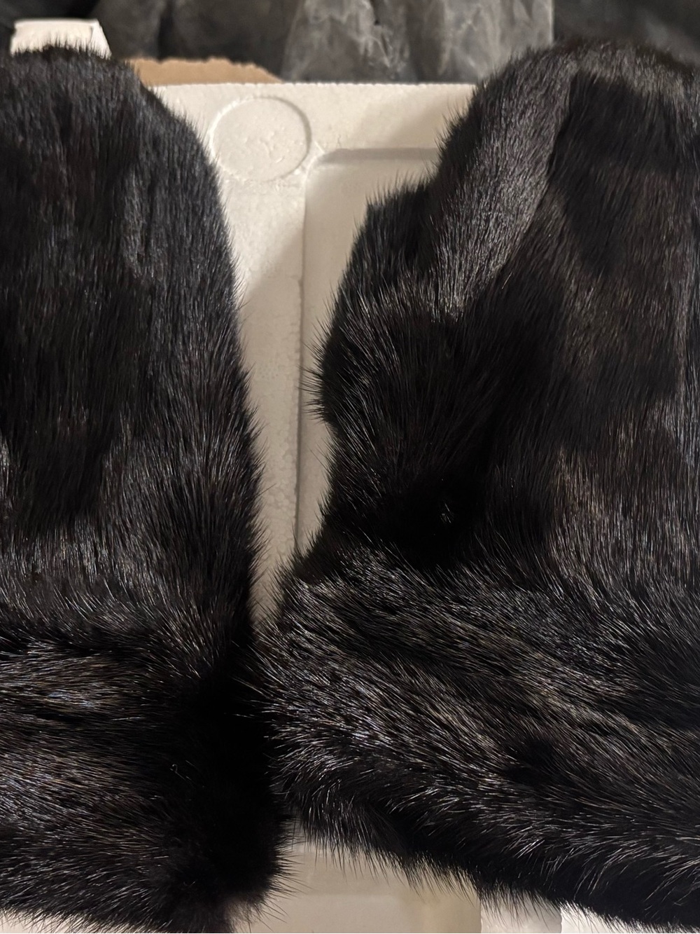 Black Mink Fur Mittens
